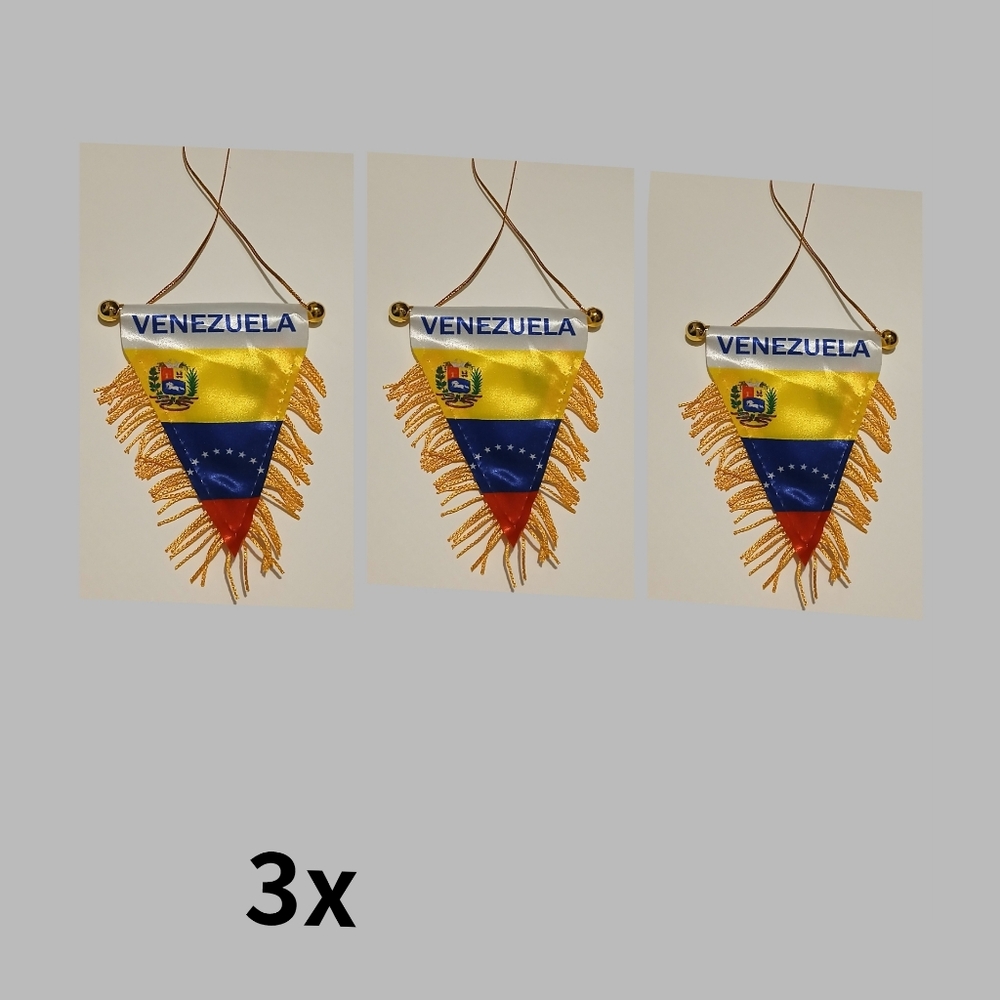 3x Venezuela MINI BANNER FLAG GREAT FOR CAR & WINDOW Suction HANGING 2 SIDED